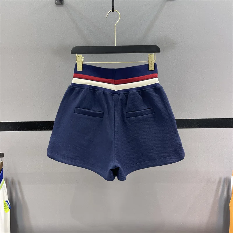 Drawstring Casual Sports Shorts Women 2023 Summer New Foreign Style Color High Waist Loose A Line Wide Leg Pants Booty Shorts