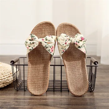 Summer Home Shoes Flax Slippers For Women Men 2022 New Linen Belt Casual Slides Female Sandals Soft Bottom Flip Flops 2022 1