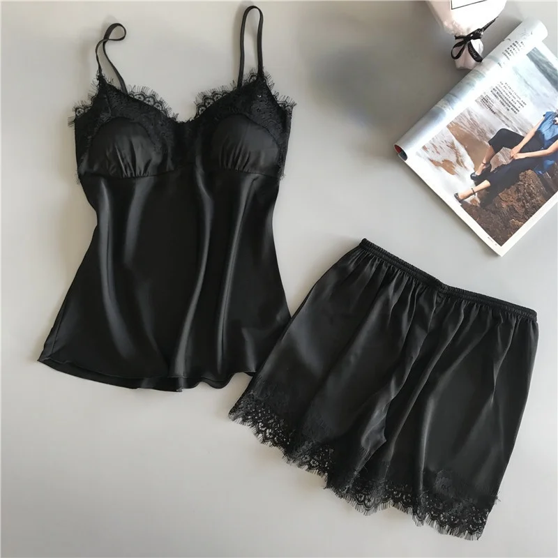 Пикантный кружевной Пижамный костюм женская пижама с V-образным вырезом нижнее