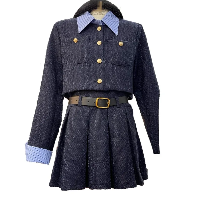 Женский костюм Insozkdg Осень-зима 2024 Новый однобортный короткий пиджак с длинными