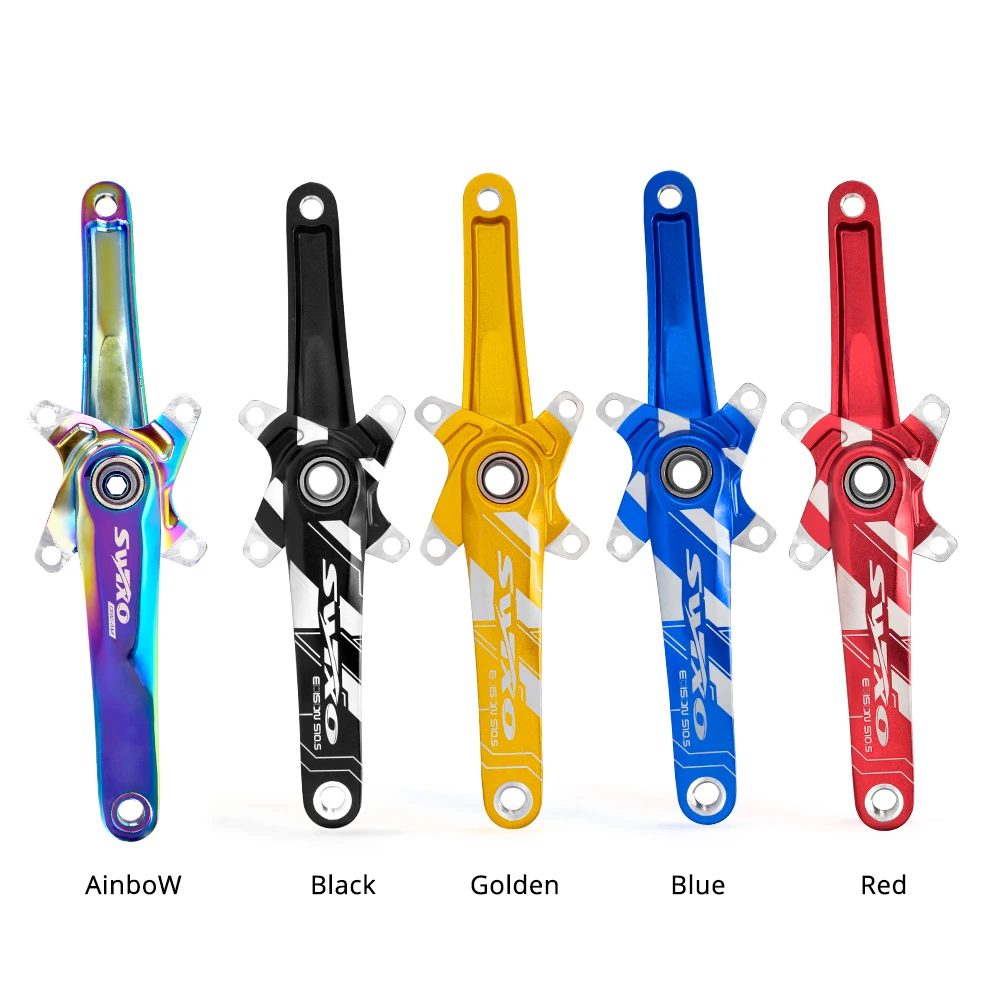 SWTXO 104BCD MTB Bike Crankset Bicycle Crank Chainwheel Rainbow Aluminum Alloy With Bottom 170mm 32T 34T 36T 38T Plate |