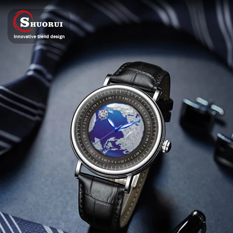Часы наручные SHUORUI Мужские кварцевые модные деловые повседневные роскошные