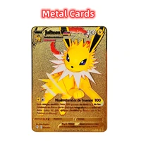 pokemon cards spanish and english metal pokemon shiny letters pikachu mewtwo charizard vmax game collection card anime metal