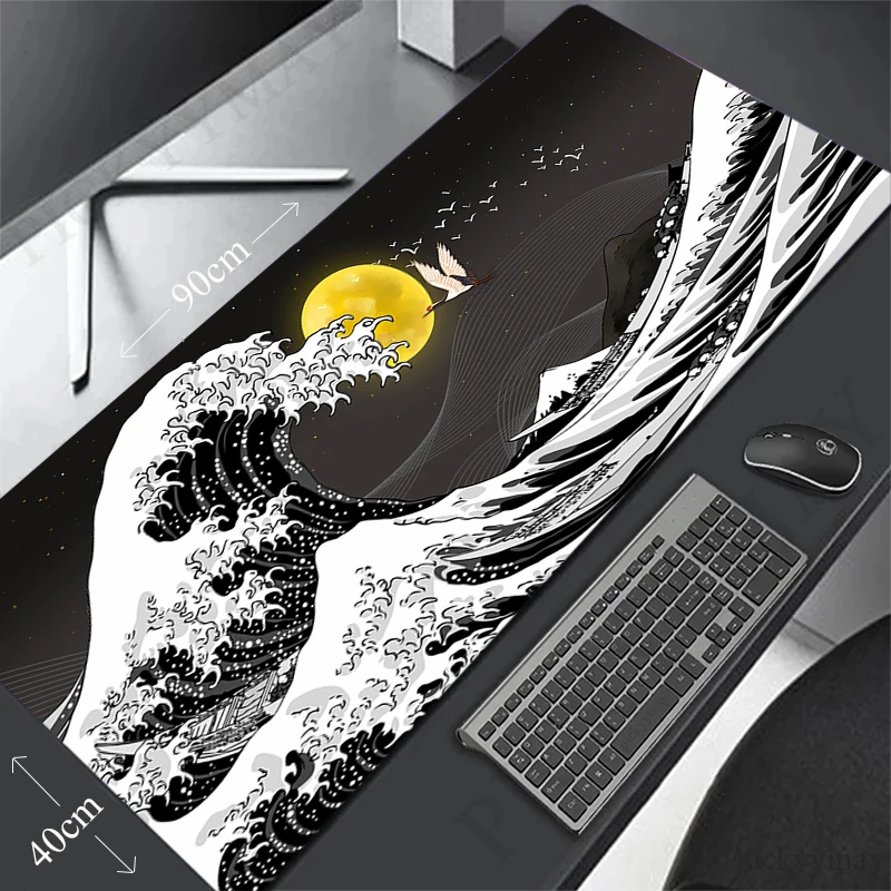 

Mouse Pad Wave Large Gamer Mousepad Keyboard Mat XXXL Mouse Mats 31.4x11.8in Rubber Desk Pad Design Desk Rug
