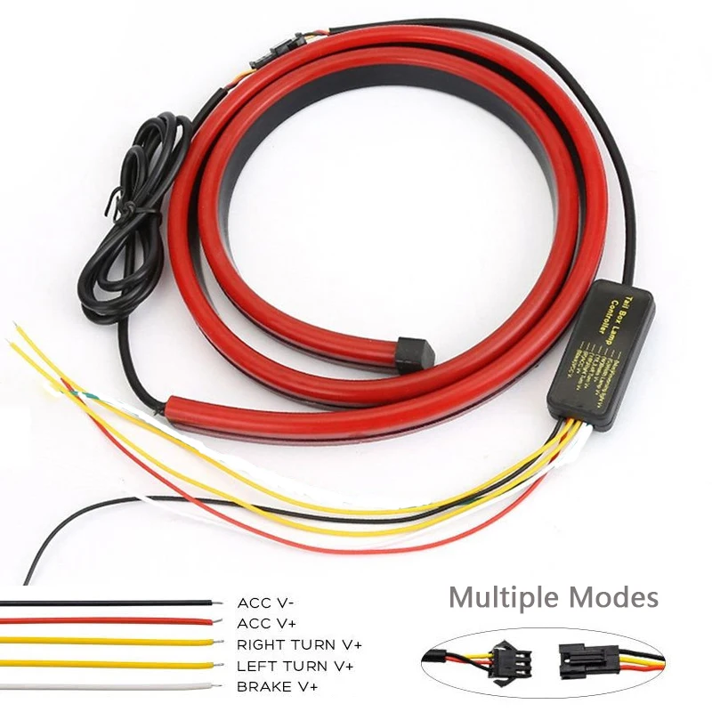 

90 см 100 см светодиодный автомобильный стоп-сигнал с высоким креплением, одиночный многорежимный автомобильный указатель поворота, ходовые огни, автоматические гибкие полоски, универсальные