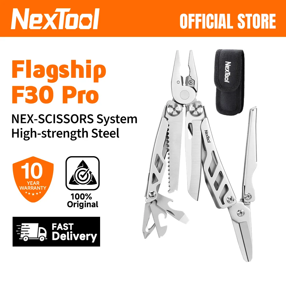 Фото Многофункциональный инструмент NexTool 16 в 1 Flagship Pro с нейлоновым чехлом, складными плоскогубцами и ножницами, портативный карманный инструмент для кемпинга и выживания на природе №1