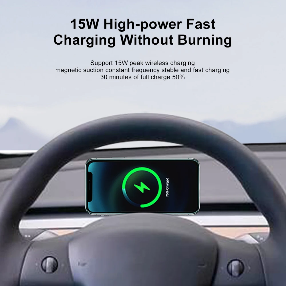 Магнитный беспроводной держатель для телефона на руле Tesla Model 3 Y кронштейн экрана