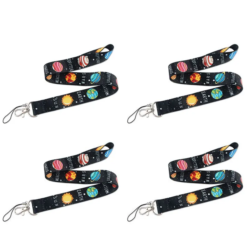 

New 30Pcs Famous Planets Lanyard Keychain Planets Keychain Key Ring ID Card Pass Gym Mobile Phone Neck Straps