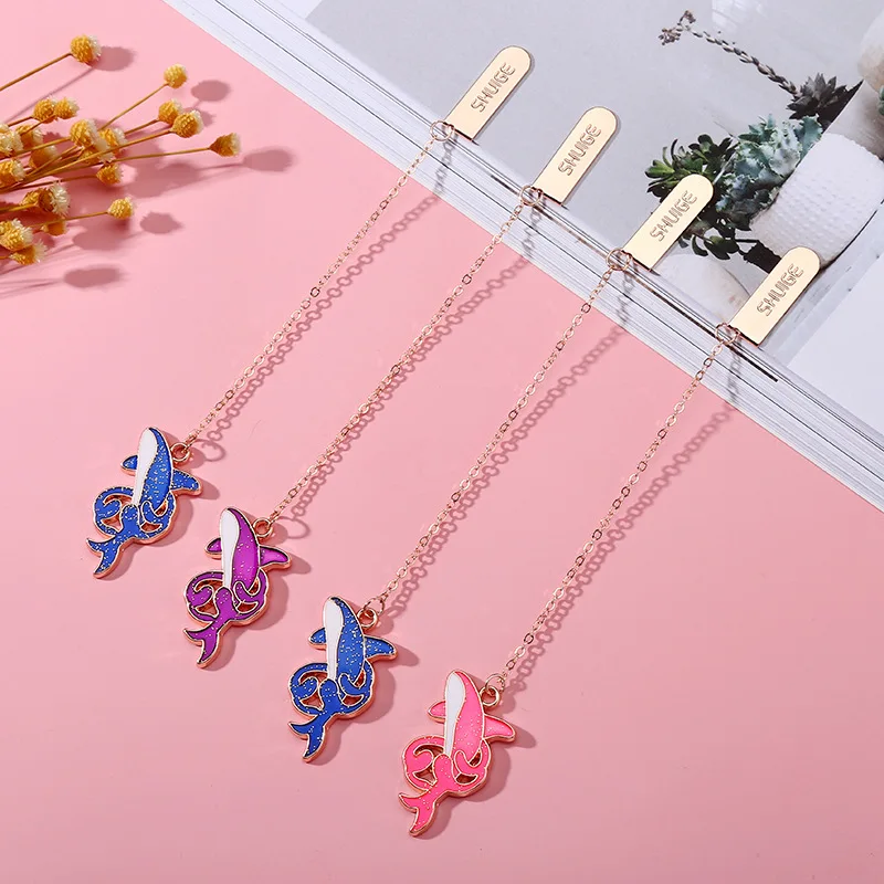 

Korea Cartoon Creative Gifts Personalized Bookmarks for Books Cute Stationary Student Whale Art Supplies Small Fresh Page Folder