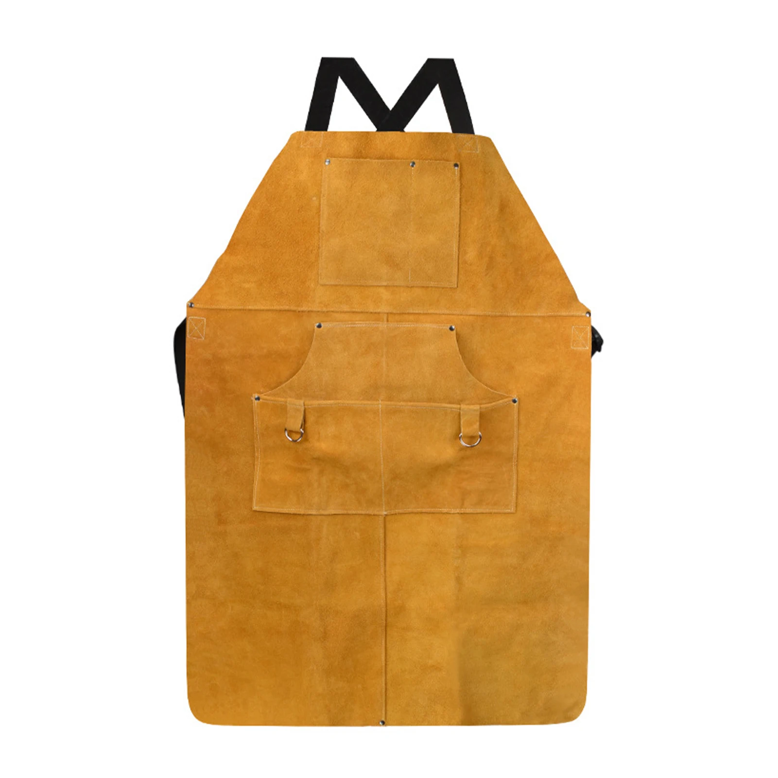 

90x60cm Home Artificial Cow Suede Carpenter Adjustable Garden Welding Apron Woodworking Protective Durable 6 Pockets Heavy Duty