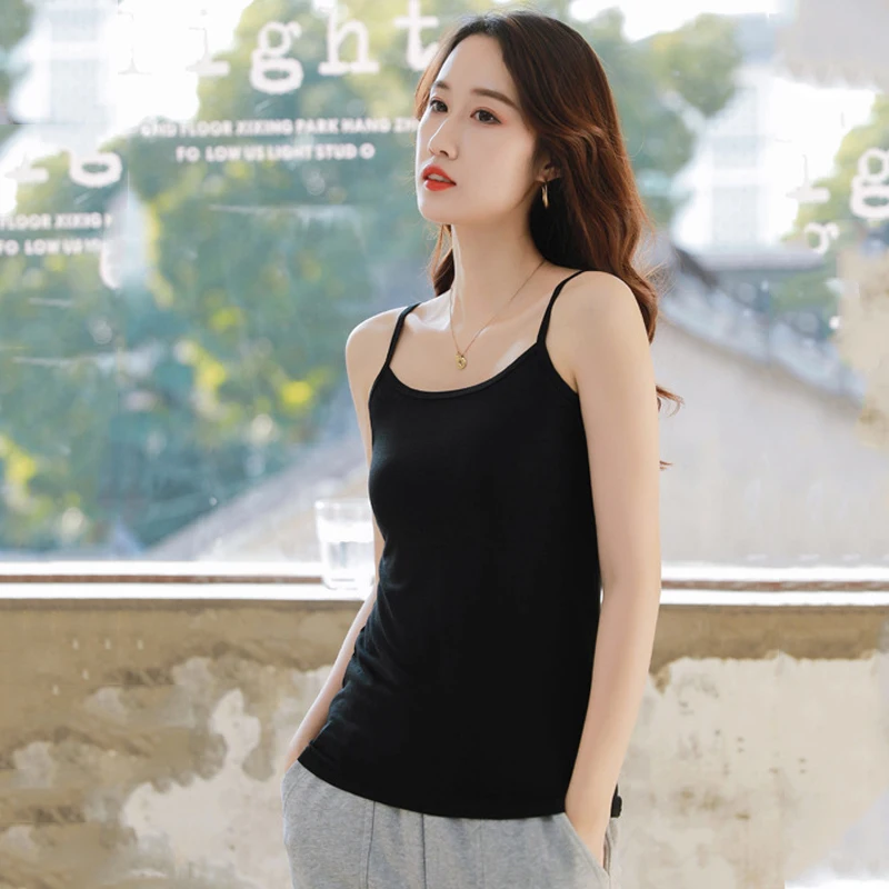 

Camisole vest female bottoming outside wear sleeveless top all-match sexy modal black and white suspenders female student inside