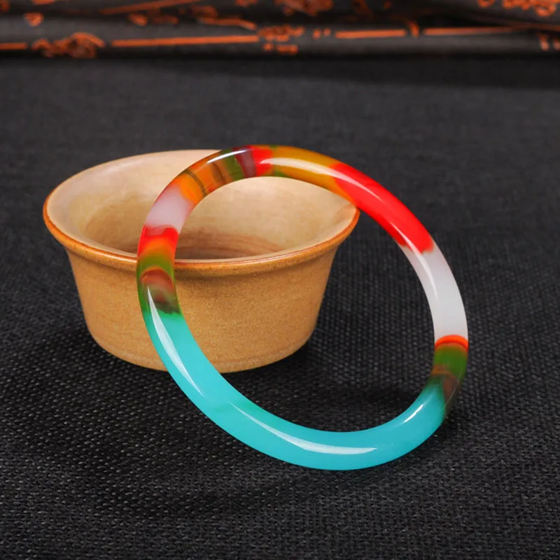 

Natural Multicolour Jade Bangle Bracelet Genuine Hand-Carved Charm Jadeite Jewelry Fashion Accessories Amulet for Men Women Gift