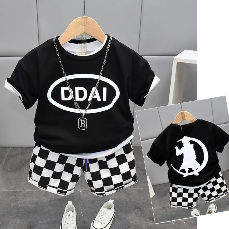 

Baby Tracksuits Fashion Cotton Kids Clothing Suits Children Boys Letter Printing 2 Pcs/Suits Summer Toddler Sport Clothes Sets