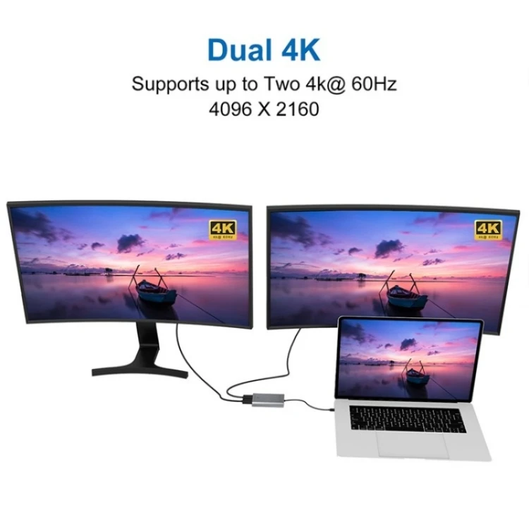 Адаптер WAVLINK для двух дисплеев с поддержкой 4K / 60 Гц