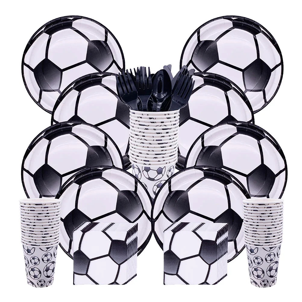 

88pcs Birthday Party Tableware Football Themed Paper Tableware Paper Plate Paper Cup Party Supplies