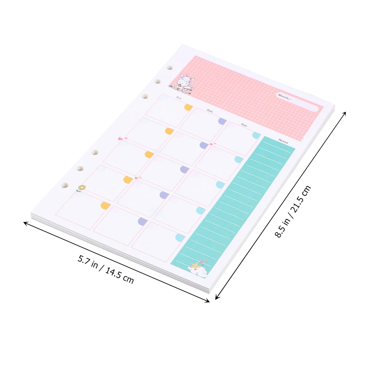 

A5 Refill Paper Colorful 6 Ring Monthly Paper Binder Refill Calendar Planner Inserts Personal Diary Filler Paper Page