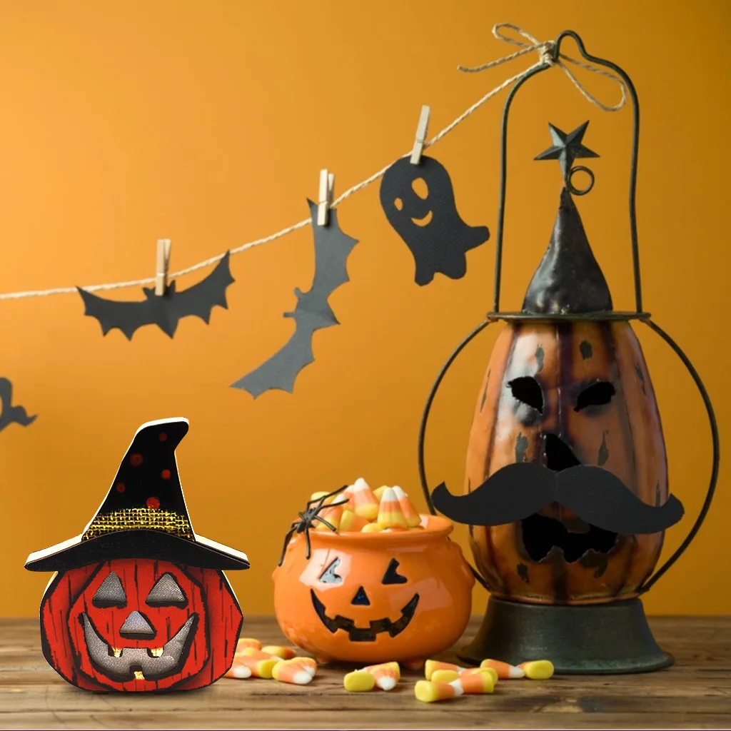 

Halloween Toys Jack Lanterns Decoration Wooden Lantern Night Light All Hallow Mas Decoration Novel Gifts Toys for Kids 2022