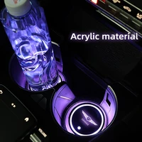 2pcs car logo cup light 7 colors water cup coaster holder color atmosphere lights for genesis gv80 g80 g70 g90 car accessories
