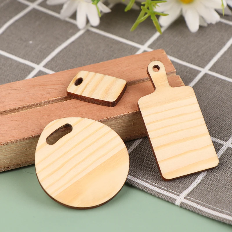 

1:12 Dollhouse Mini Plates Cutting Board Simulation Kitchenware Tray Wooden Chopping Board Model Doll House Kitchen Scene Decor