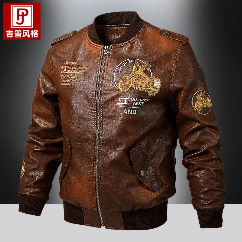 2028 XKK искусственная кожаная куртка Мужская демисезонная армейская куртка-бомбер