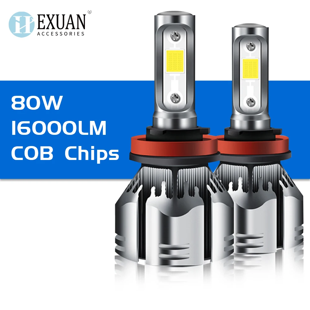 

H4 H7 LED Car Headlight Super Bright COB 80W 16000LM H1 H13 9005 9006 9007 Foglight Car Headlamp 12V LED Lights for Car