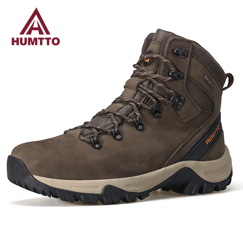 HUMTTO Waterproof Leather Shoes for Men Sports Climbing Hiking Boots Mens Luxury Designer Outdoor Trekking Hunting Sneakers Male