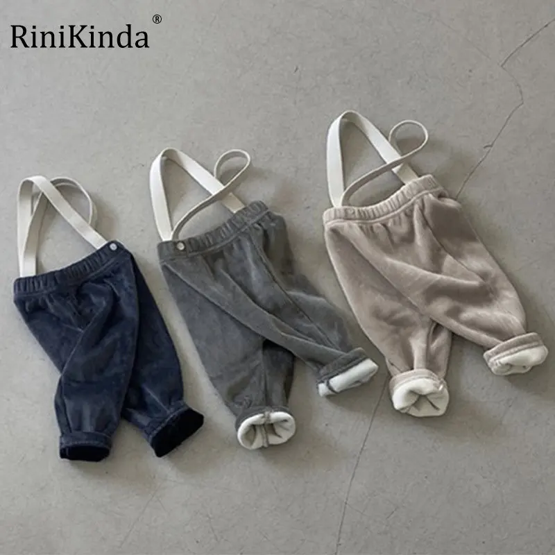 

RiniKinda 2022 New Children Toddler Boys Kids Solid Overalls Suspender Trousers Casual Thick Cotton Baby Bib Pants Solid Outwear