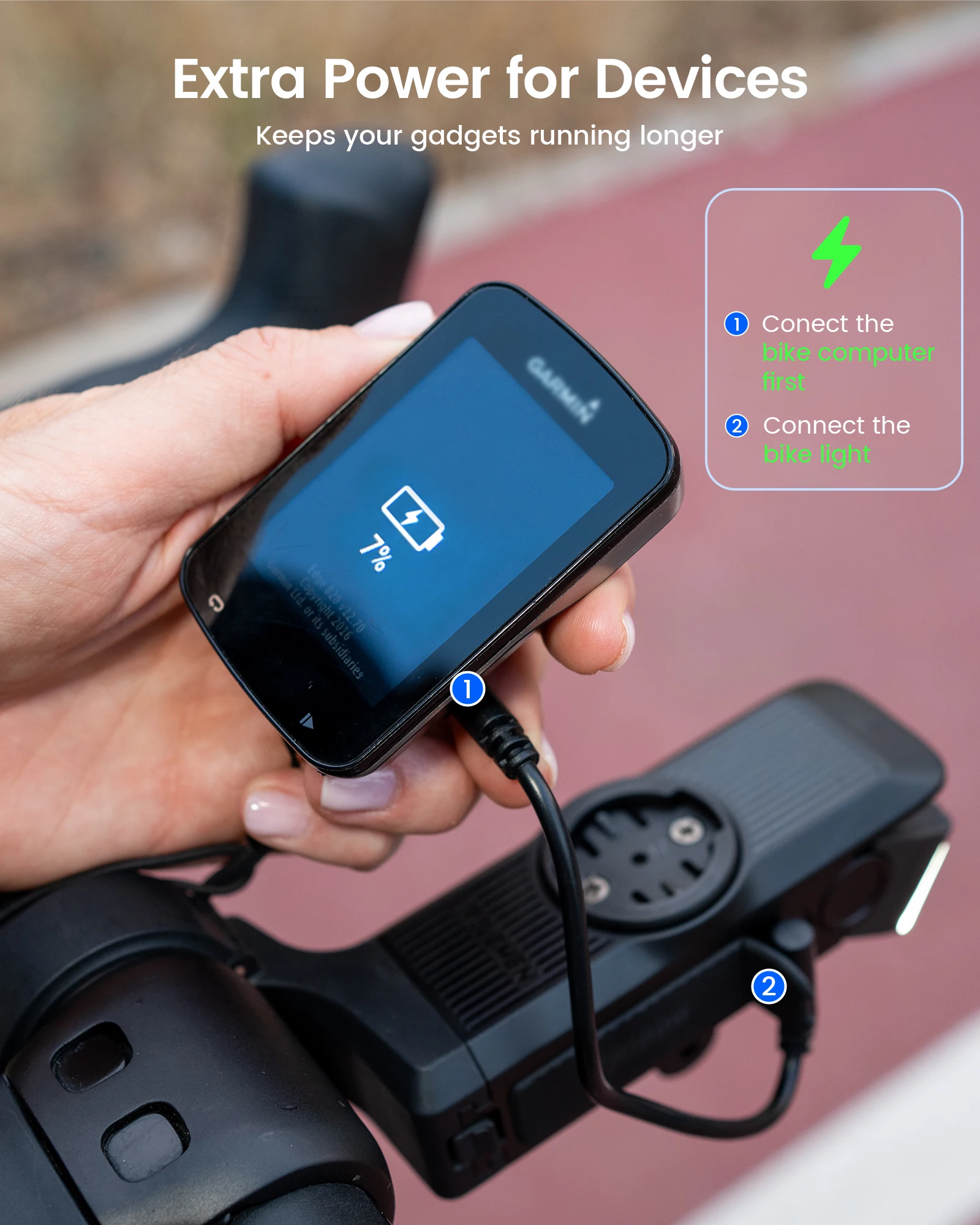 Фото Комплект велосипедных фонарей RAVEMEN FR1000 для Garmin Wahoo Bryton GPS CL01, задний фонарь, перезаряжаемый комплект передних и задних фонарей для велосипеда №4