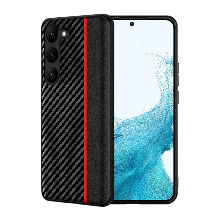 

2023 Fashion Carbon Fiber Case For Samsung Galaxy S23 Ultra S22 Plus PC Cover Anti-Knock Luxury Cases For S23Ultra S22Ultra