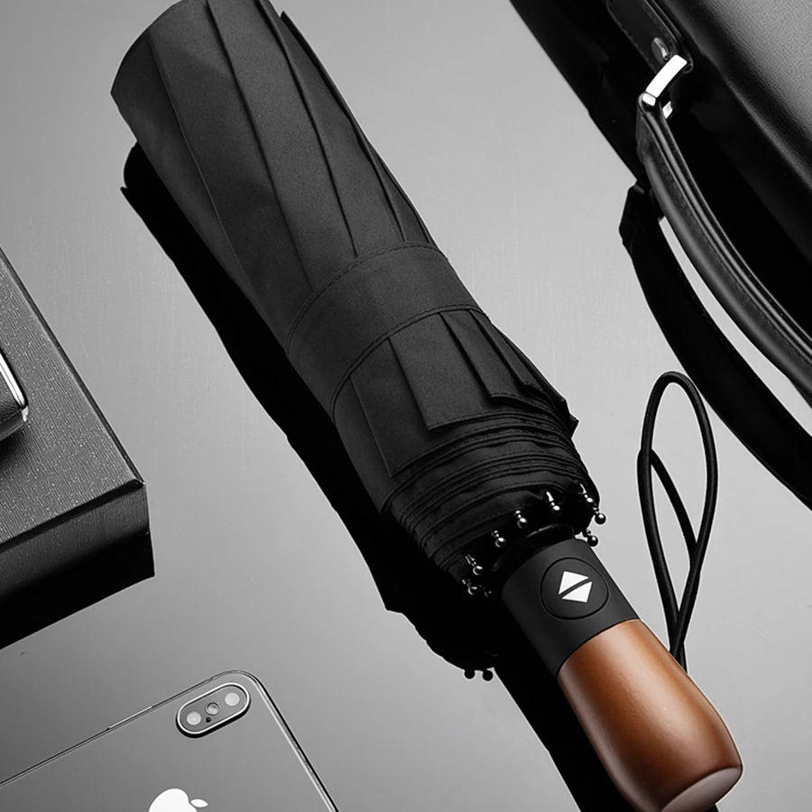 

Черный автоматический зонт от дождя для мужчин, винтажный большой роскошный зонт, ультратонкий, ветрозащитный, прочный, в эстетике, дождевой зонт