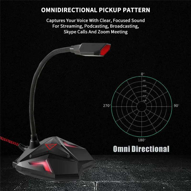 Фото Конденсатор Yanmai G55, Usb-микрофон со светодиодной подсветкой, гусиная шея, чип Dsp, микрофон для прямого эфира, ноутбука, запись, Студийный микроф... №5