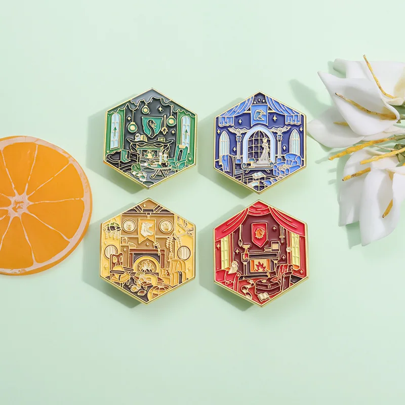 Эмалированные заколки в стиле панк волшебная академия змея барсука Золотой Лев