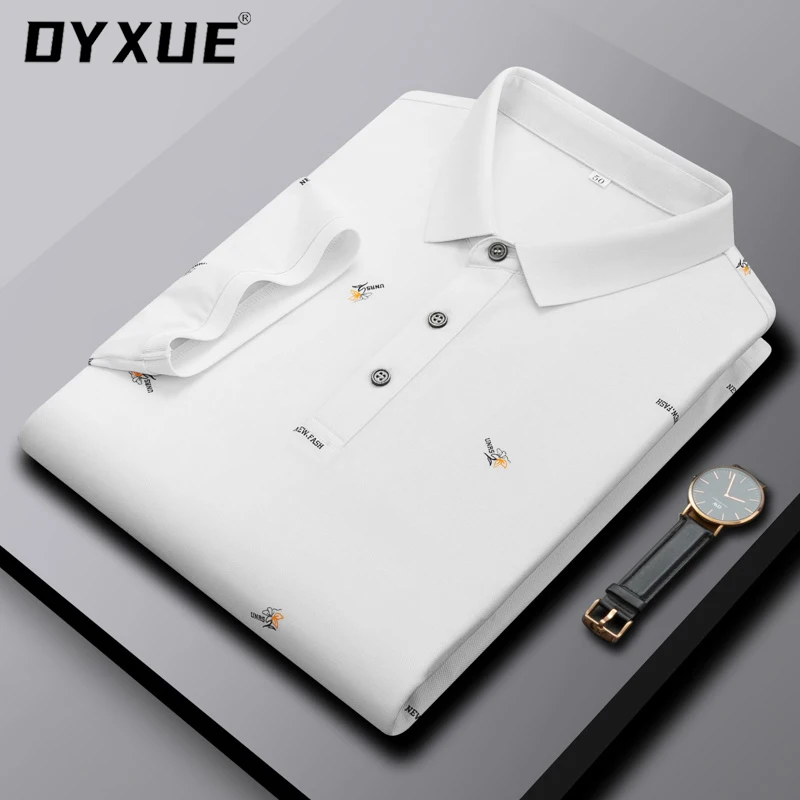 

Брендовая мужская рубашка-поло DYXUE с принтом, футболки для мужчин, мужская одежда из 2022 хлопка, корейский высококачественный Роскошный топ с...