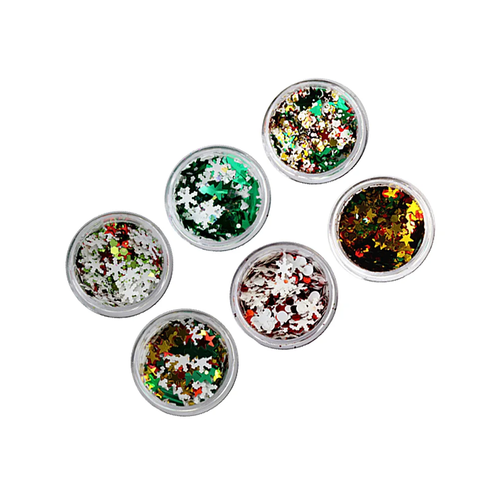 

6 Pcs Glitter Nail Stickers False Nails Nail Sequins Christmas Nail Stickers Nativity Decor Snowflake Nail Flash Manicure