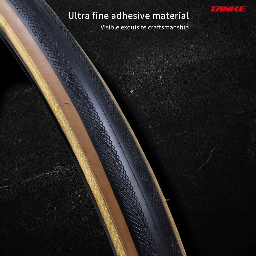 TANKE Дорожная Велосипедная Шина 700X28C/700X25C 60TPI Черная С Желтыми Краями