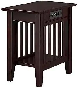 

AH13212 Mission Chair Side Table with Charging Station, White