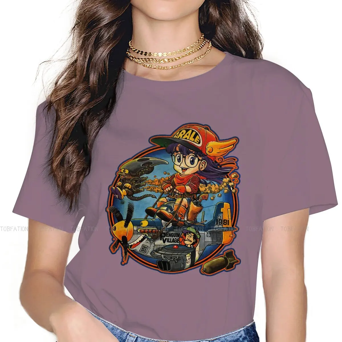 

Футболки с надписью Dr. Slump X Iruka Fantasy World из 100% хлопка, милая необычная женская футболка, Забавные топы
