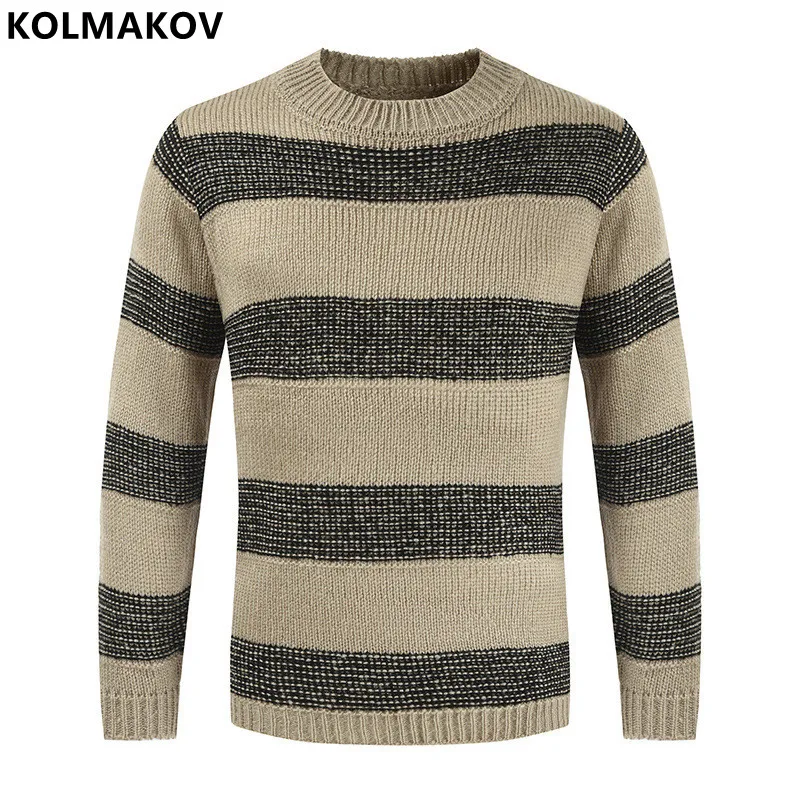 

2022 Autumn/Winter New Men's Fashion Casual Versatile Striped Long-Sleeve Sweater Men's Casual Slim Size High Quality Sweater