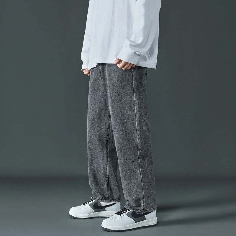 2022 New Men's Blue Jeans Brand Spring Y2K Streetwear Korean Wide Leg Jeans Men Pants Fashion Hip Hop Straight Casual Jeans Men