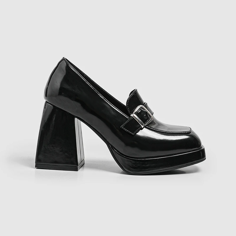 Platform High Heels Chunky Loafers Women 2023 Genuine Leather Mary Jane Pumps Japanese Jk Uniform Black Y2k Heeled Shoes Luxury