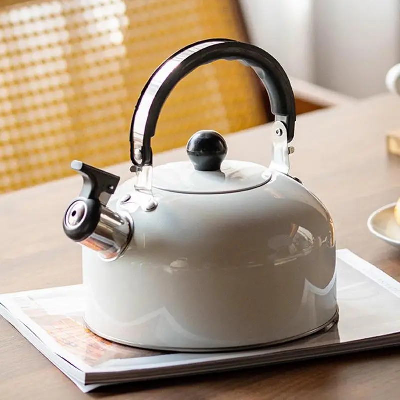 

3L Whistling Tea Kettle Stovetop Iron Tea Pot With Loud Whistle Lightweight Pot For Trips Hiking Cooking Coffee Pot