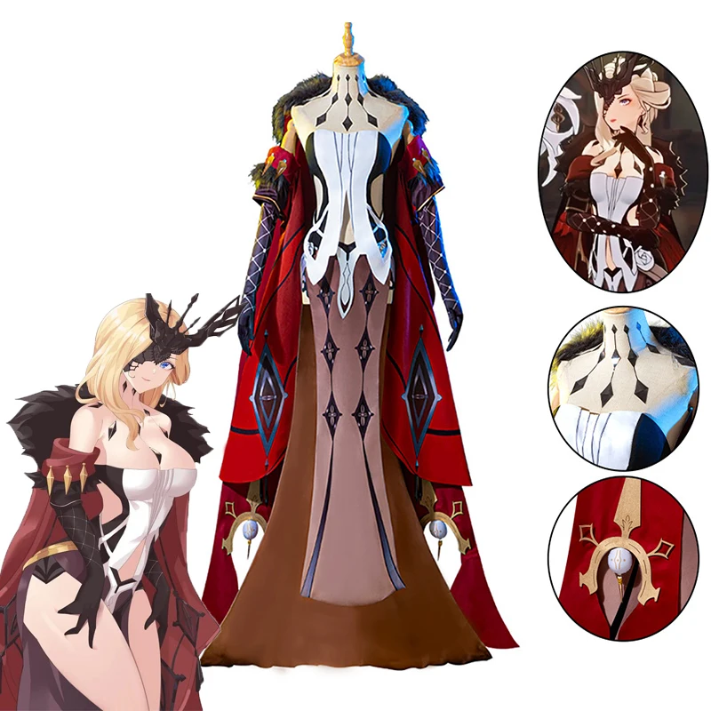 

Game Genshin Impact La Signora Cosplay Costume Wig Shoes Carnival Halloween Sexy Dress Women Outfit Full Set with Mask Props