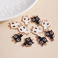 10pcs 1423mm enamel white black cat charms necklaces earrings pendants diy jewelry findings animal charms accessories craft