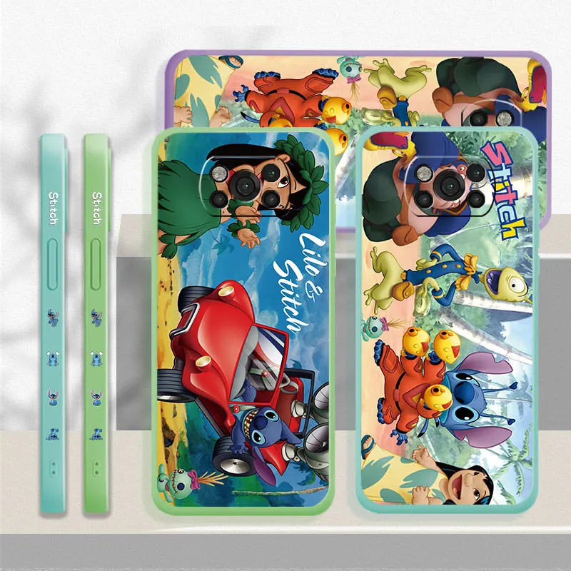 Liquid Candy Case For Xiaomi POCO X3 X4 NFC M3 M4 Pro F3 GT for Mi 11 11T 10S 10T 10 9SE 8 Disney Lilo & Stitch Life
