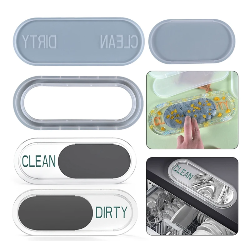 

1 Set Dishwasher Magnet Clean Dirty Sign Indicator UV Crystal Epoxy Mold Kitchen Dish Washer Refrigerator Magnet Resin Silicone