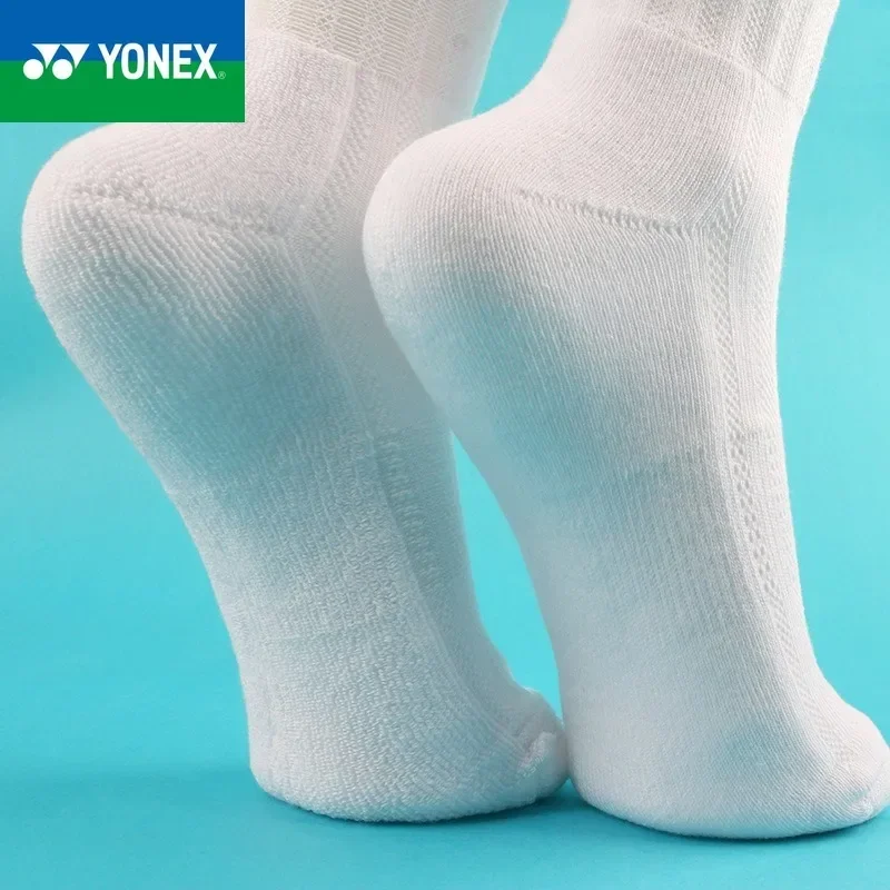 YONEX 2024 новые мужские однотонные толстые спортивные носки впитывающие пот и