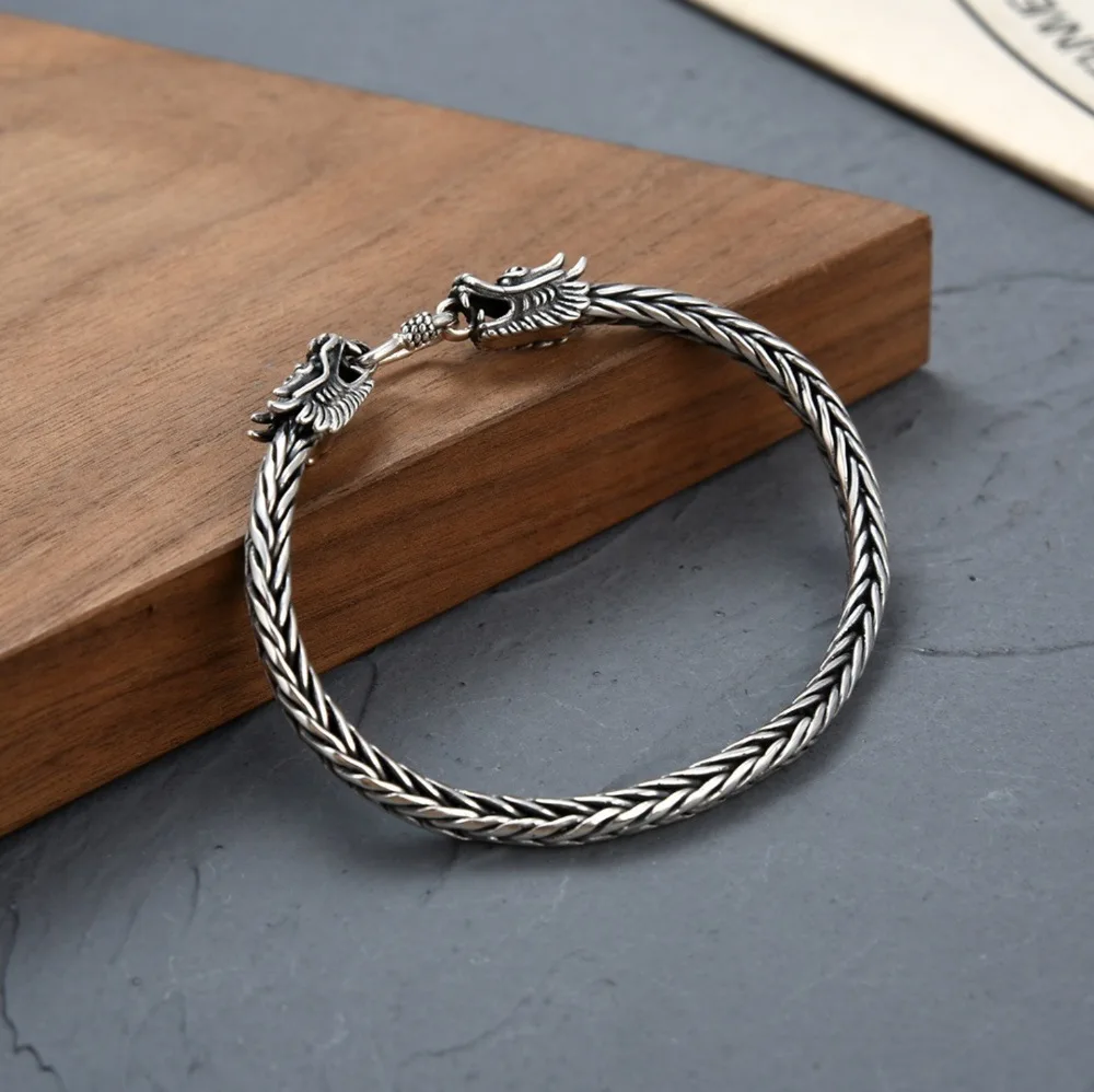 Настоящая твердая цепочка из стерлингового серебра 925 пробы мужской браслет с