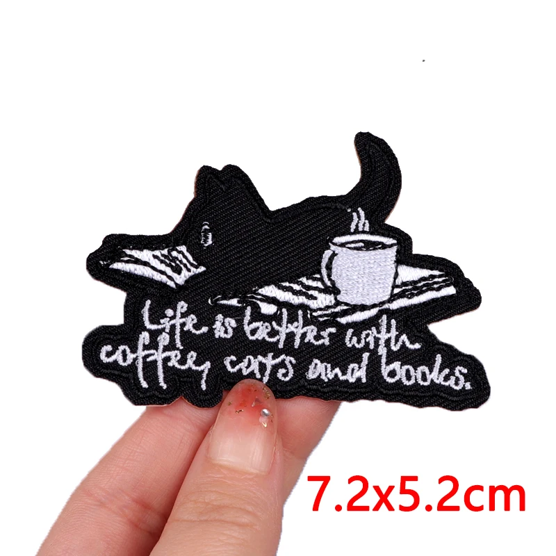 Нашивка с изображением черной кошки патчи для вышивки термоклейкие нашивки