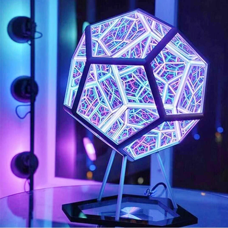 

Светодиодный светильник Infinity Dodecahedron, настольная лампа для дома, вечеринки, спальни, настольное украшение для комнаты, ночсветильник для взр...