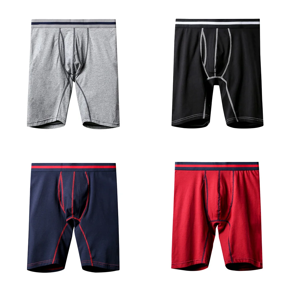 6 Pcs/Lot  men's underwear cotton European and American boxer pants plus lengthened Breathable underwear men's sports boxer
